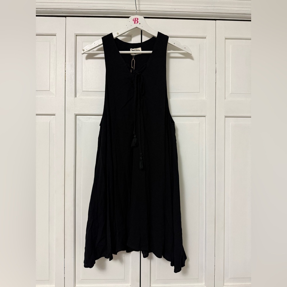 NWT Show Me Your Mumu Rancho Mirage Lace Up Front Mini Dress Black Fairy Grunge